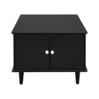 U-Can Modern Rectangle Coffee Table with Four Drawers, Two Side Hidden Storage Compartments, 47.2' Wood Coffee Table with Metal Handles and Four Solid Wood Legs for Living Room