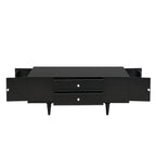 U-Can Modern Rectangle Coffee Table with Four Drawers, Two Side Hidden Storage Compartments, 47.2' Wood Coffee Table with Metal Handles and Four Solid Wood Legs for Living Room