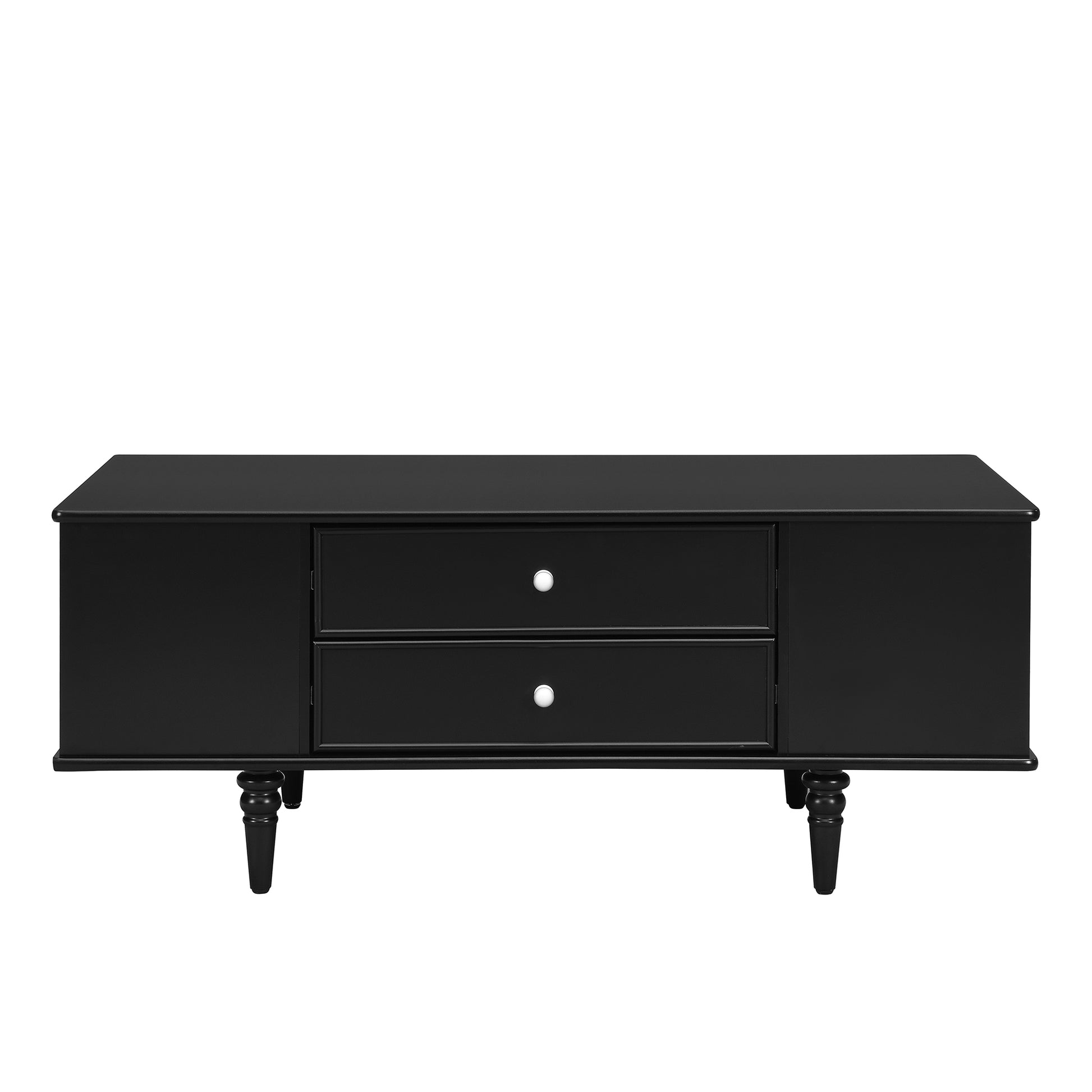 U-Can Modern Rectangle Coffee Table with Four Drawers, Two Side Hidden Storage Compartments, 47.2' Wood Coffee Table with Metal Handles and Four Solid Wood Legs for Living Room