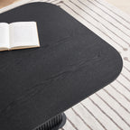 Coffee Table Black Oak Wood Surface and Black Metel Feet