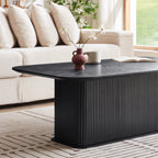 Coffee Table Black Oak Wood Surface and Black Metel Feet