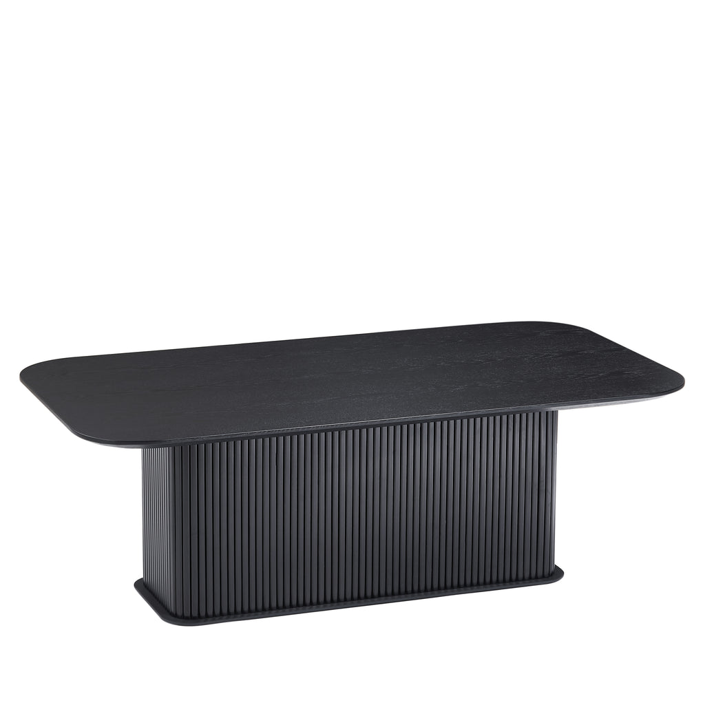 Coffee Table Black Oak Wood Surface and Black Metel Feet