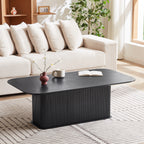 Coffee Table Black Oak Wood Surface and Black Metel Feet