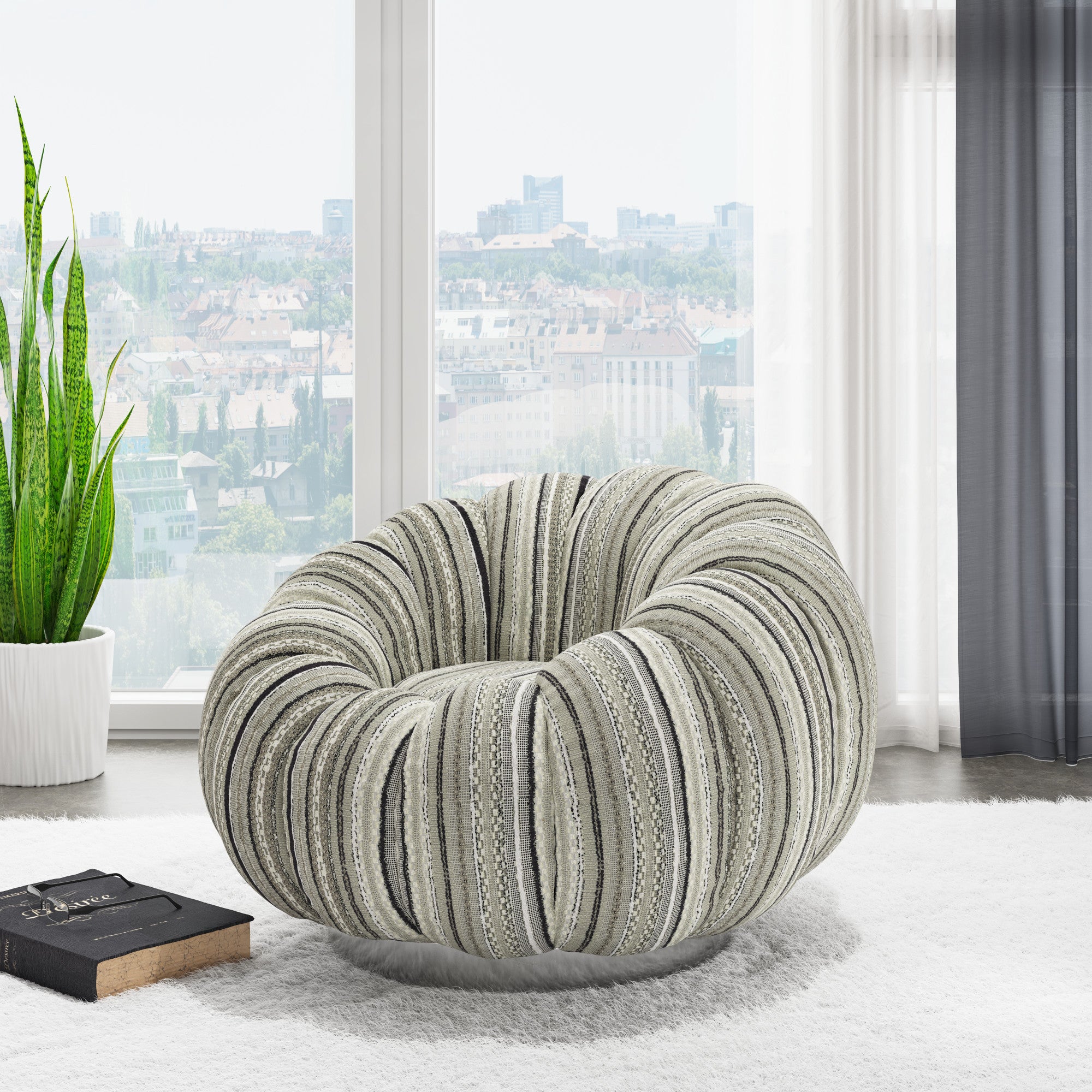 Black Pumpkin Swivel Accent Chair Accent Chair