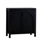 Black Accent Cabinet with Doors, Rattan Sideboard Buffet Cabinets with Storage, Adjustable Shelf, 29 Inch Narrow Credenzas Storage Cabinet for Living Room, Entryway and Kitchen