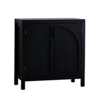 Black Accent Cabinet with Doors, Rattan Sideboard Buffet Cabinets with Storage, Adjustable Shelf, 29 Inch Narrow Credenzas Storage Cabinet for Living Room, Entryway and Kitchen