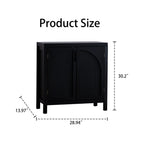 Black Accent Cabinet with Doors, Rattan Sideboard Buffet Cabinets with Storage, Adjustable Shelf, 29 Inch Narrow Credenzas Storage Cabinet for Living Room, Entryway and Kitchen