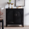 Black Accent Cabinet with Doors, Rattan Sideboard Buffet Cabinets with Storage, Adjustable Shelf, 29 Inch Narrow Credenzas Storage Cabinet for Living Room, Entryway and Kitchen
