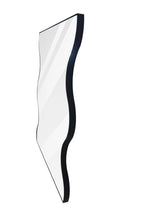 Wall Mirror 30x35 Inch Black Rectangular Mirror with 2 Wavy Sides Metal Framed Mirror Vanity Mirror Dressing Mirror, for Bathroom, Living Room, Bedroom Wall Decor