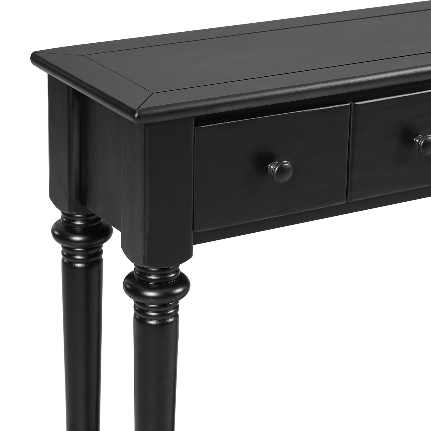 TREXM Entryway Table with 4 Drawers, Retro Console Table with Open Shelf for Entryways, Living Rooms, and Hallways (Black)