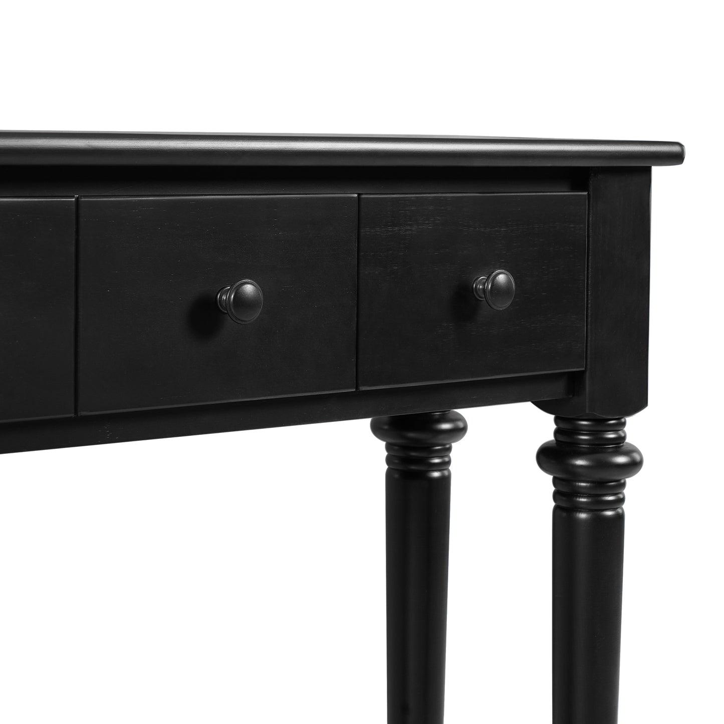 TREXM Entryway Table with 4 Drawers, Retro Console Table with Open Shelf for Entryways, Living Rooms, and Hallways (Black)