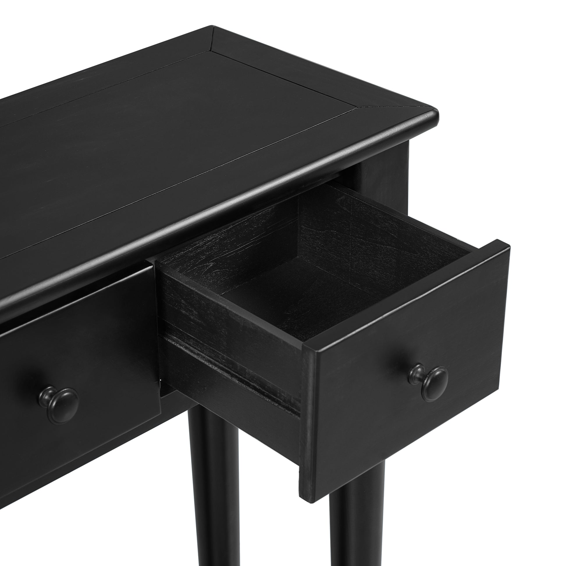 TREXM Entryway Table with 4 Drawers, Retro Console Table with Open Shelf for Entryways, Living Rooms, and Hallways (Black)