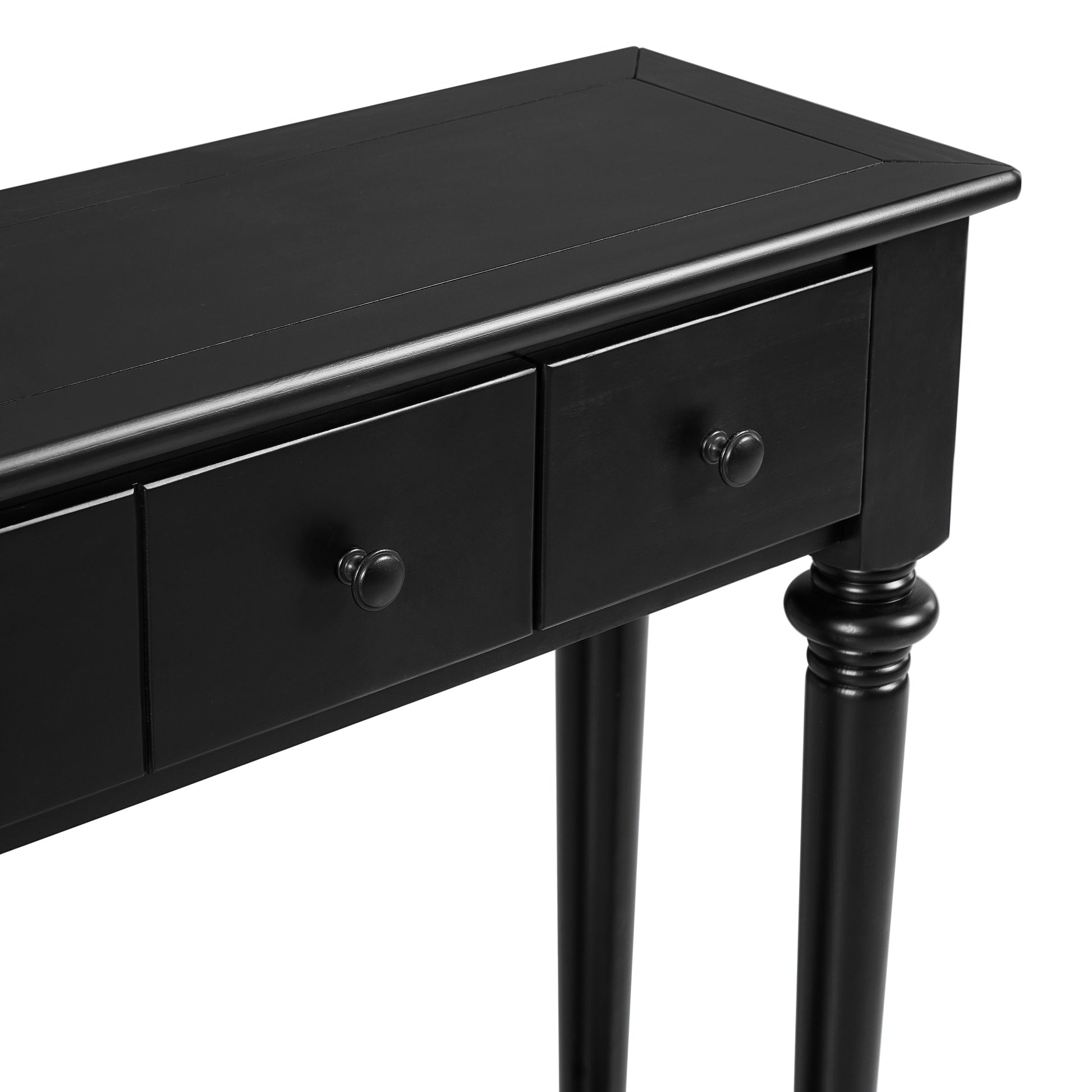 TREXM Entryway Table with 4 Drawers, Retro Console Table with Open Shelf for Entryways, Living Rooms, and Hallways (Black)