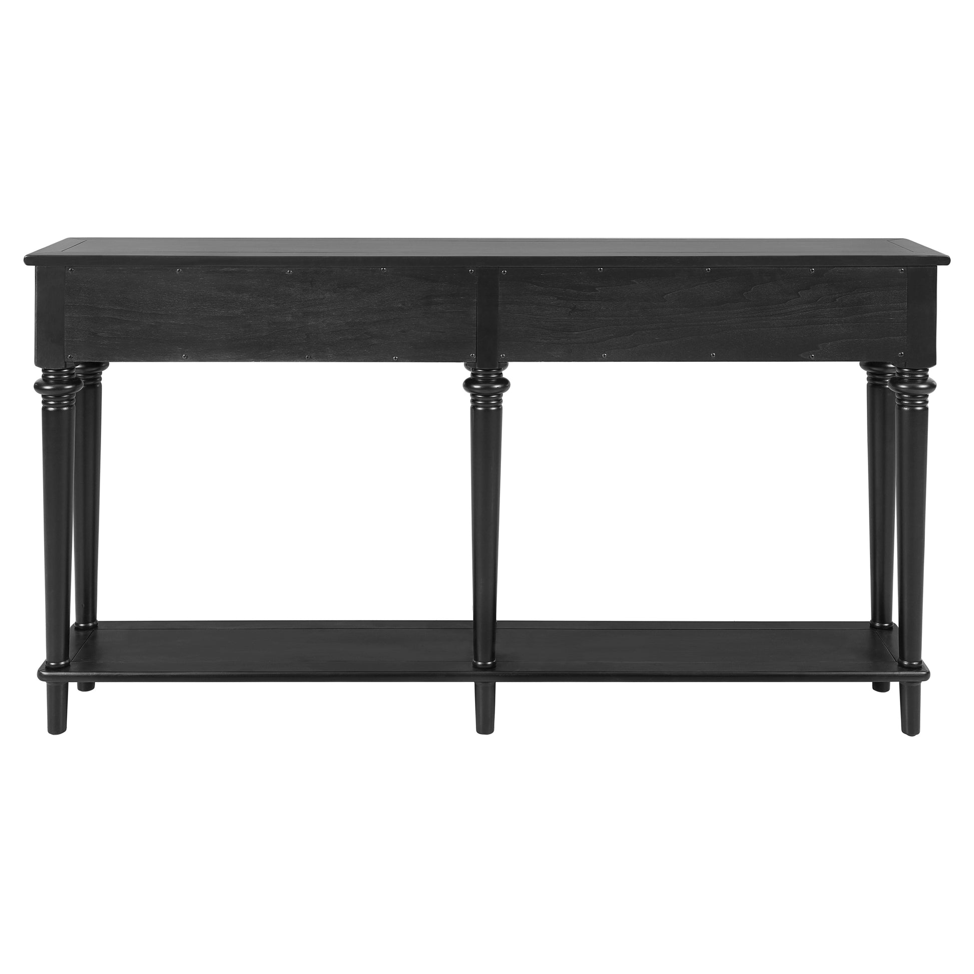 TREXM Entryway Table with 4 Drawers, Retro Console Table with Open Shelf for Entryways, Living Rooms, and Hallways (Black)