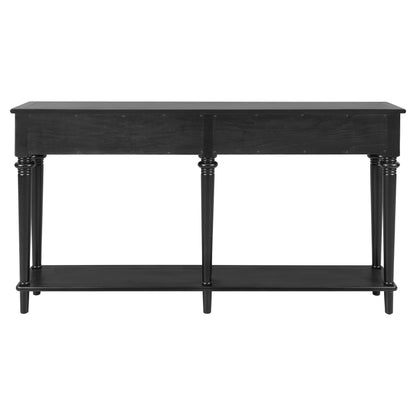 TREXM Entryway Table with 4 Drawers, Retro Console Table with Open Shelf for Entryways, Living Rooms, and Hallways (Black)