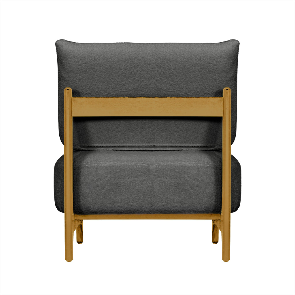 Single sofa chair Living Room Bedroom Lamb fleece Single Chair Retro Solid Wood Lazy Sofa Casual Chair (Black)