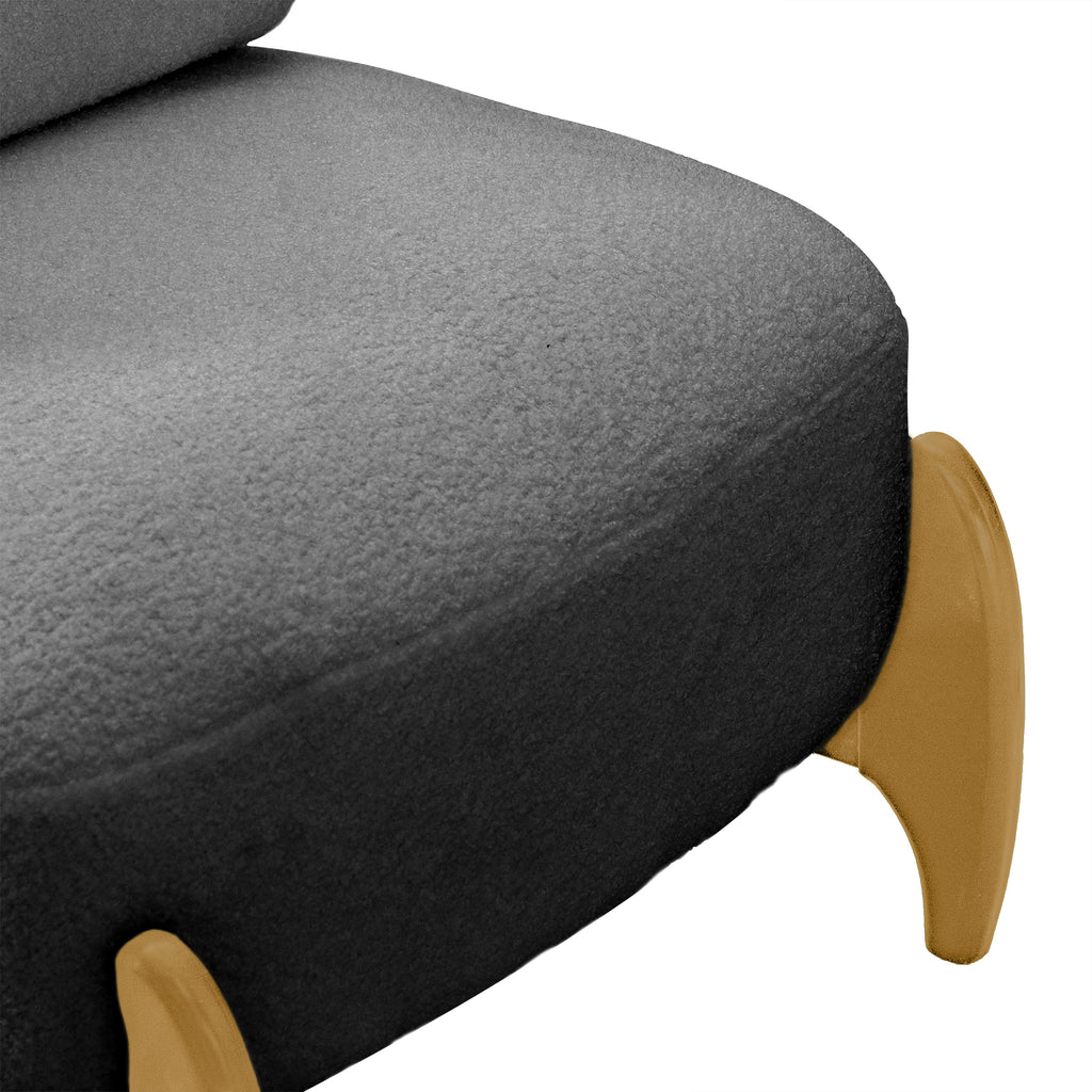 Single sofa chair Living Room Bedroom Lamb fleece Single Chair Retro Solid Wood Lazy Sofa Casual Chair (Black)