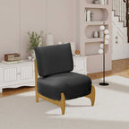Single sofa chair Living Room Bedroom Lamb fleece Single Chair Retro Solid Wood Lazy Sofa Casual Chair (Black)