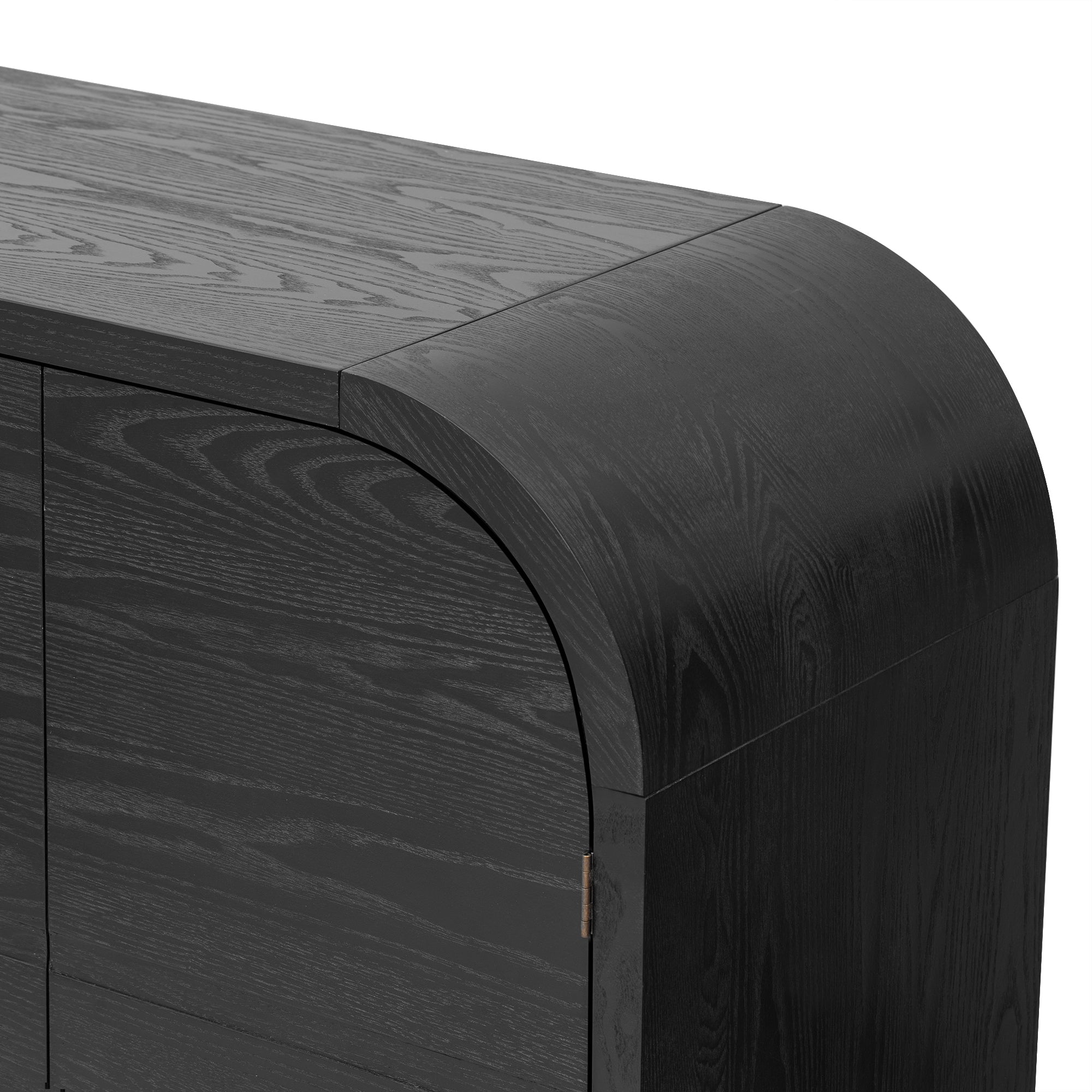 TREXM Buffet Cabinet with Storage, Wood Sideboard Cabinet with Curvy Edge, 4 Doors Retro Credenza Storage Cabinet with Adjustable Shelves for Living Room, Kitchen (Black)