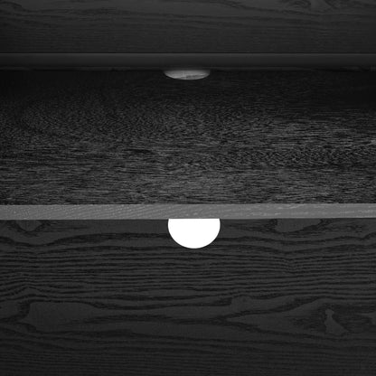 TREXM Buffet Cabinet with Storage, Wood Sideboard Cabinet with Curvy Edge, 4 Doors Retro Credenza Storage Cabinet with Adjustable Shelves for Living Room, Kitchen (Black)