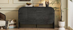 TREXM Buffet Cabinet with Storage, Wood Sideboard Cabinet with Curvy Edge, 4 Doors Retro Credenza Storage Cabinet with Adjustable Shelves for Living Room, Kitchen (Black)