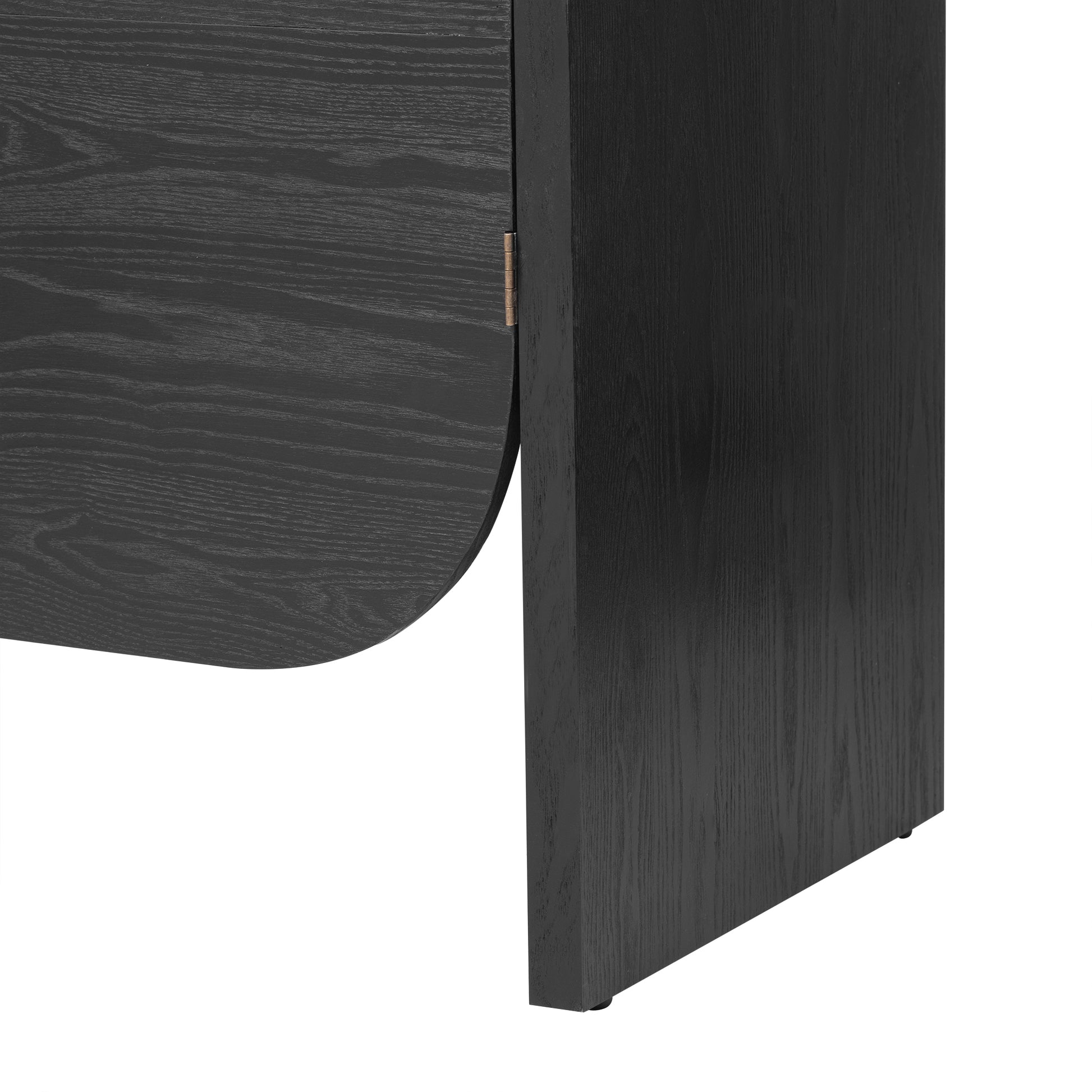 TREXM Buffet Cabinet with Storage, Wood Sideboard Cabinet with Curvy Edge, 4 Doors Retro Credenza Storage Cabinet with Adjustable Shelves for Living Room, Kitchen (Black)