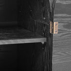 TREXM Buffet Cabinet with Storage, Wood Sideboard Cabinet with Curvy Edge, 4 Doors Retro Credenza Storage Cabinet with Adjustable Shelves for Living Room, Kitchen (Black)