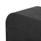 TREXM Buffet Cabinet with Storage, Wood Sideboard Cabinet with Curvy Edge, 4 Doors Retro Credenza Storage Cabinet with Adjustable Shelves for Living Room, Kitchen (Black)