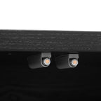 TREXM Buffet Cabinet with Storage, Wood Sideboard Cabinet with Curvy Edge, 4 Doors Retro Credenza Storage Cabinet with Adjustable Shelves for Living Room, Kitchen (Black)