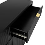 Modern Wave-Pattern Sideboard Cabinet with 2 Drawers and 4 Doors, 3-Level Adjustable Shelves, Aluminum Arc Handles, Scandinavian Style, 3 Colors, Suitable for Entryway, Living Room, Foyer