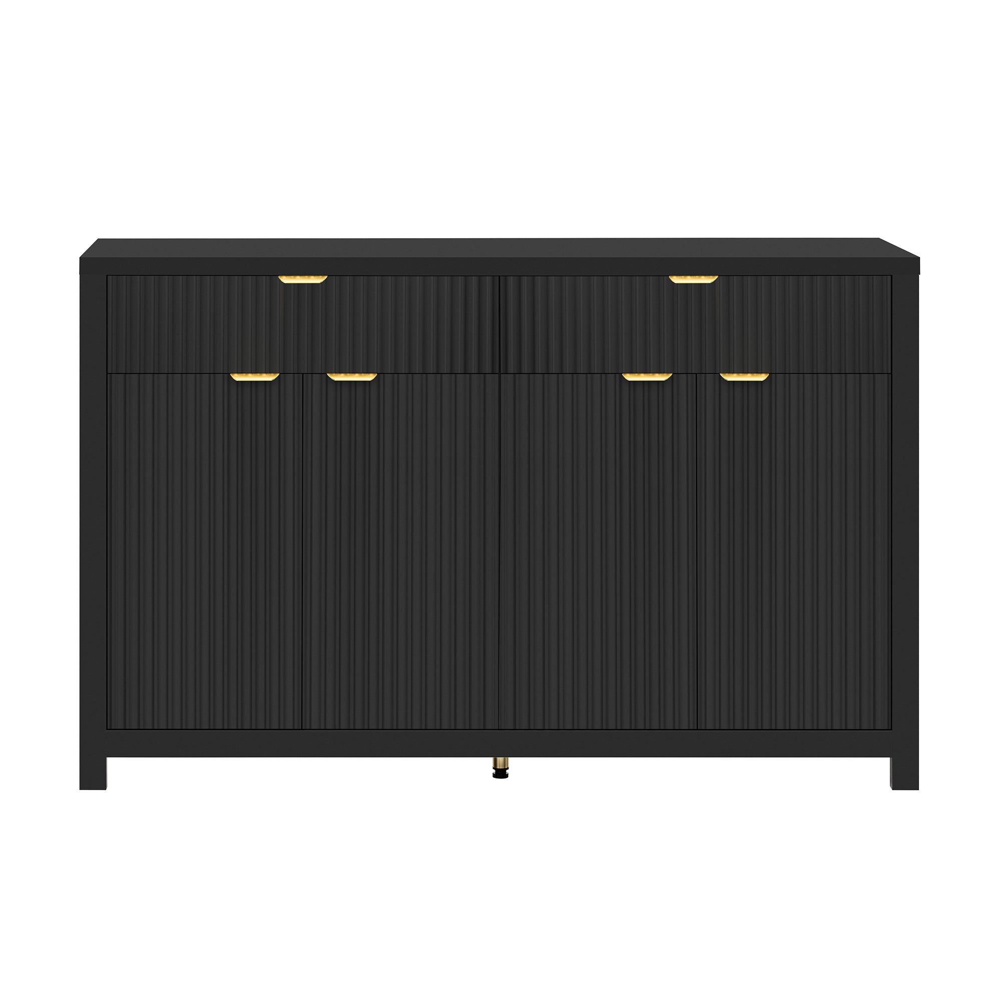 Modern Wave-Pattern Sideboard Cabinet with 2 Drawers and 4 Doors, 3-Level Adjustable Shelves, Aluminum Arc Handles, Scandinavian Style, 3 Colors, Suitable for Entryway, Living Room, Foyer