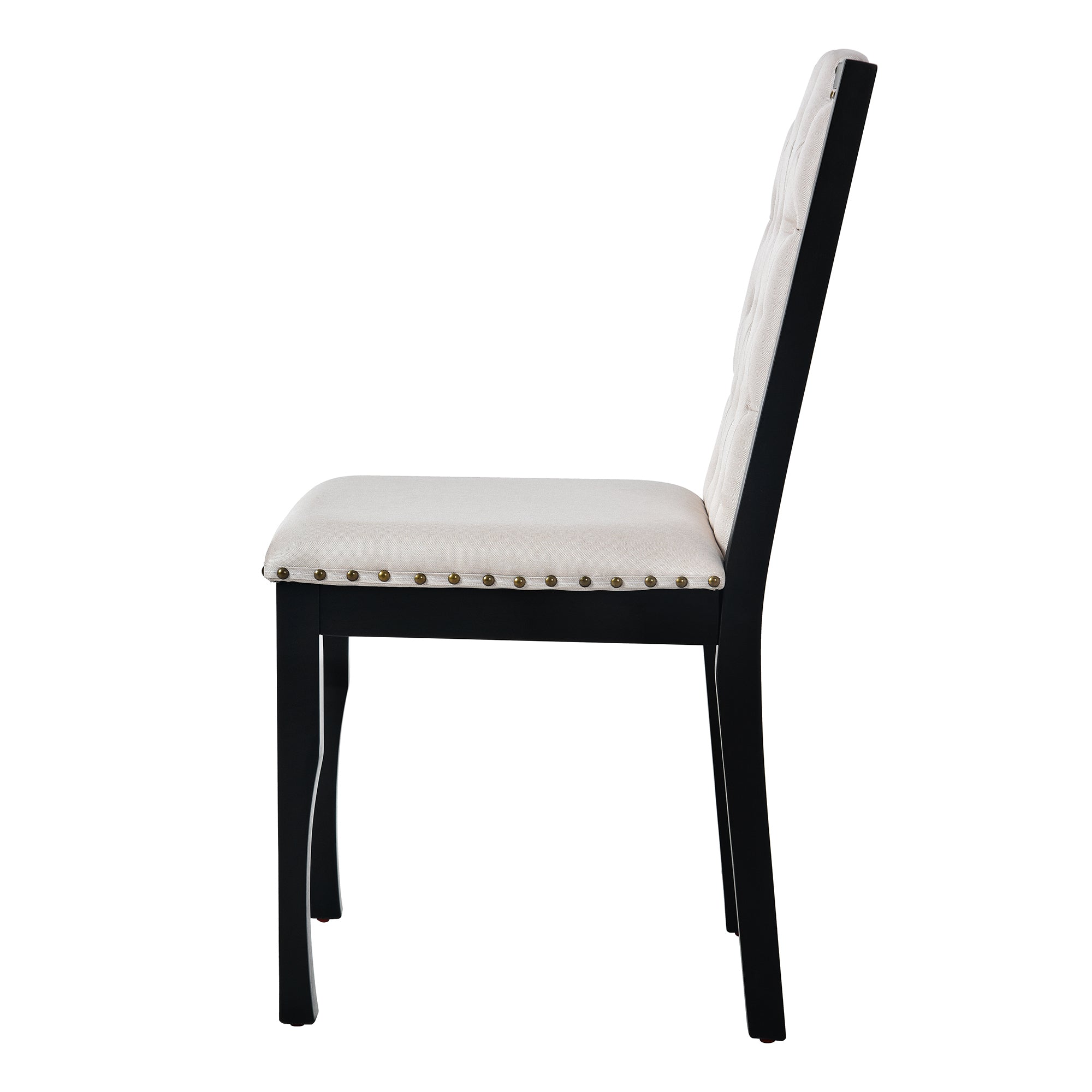 6-Piece Kitchen Dining Table Set, 60' Rectangular Table and 4 High-Back Tufted Chairs & 1 Bench for Dining Room and Kitchen (Black) (OLD SKU: N752S000080) Dining Table Set