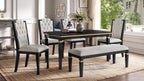 6-Piece Kitchen Dining Table Set, 60' Rectangular Table and 4 High-Back Tufted Chairs & 1 Bench for Dining Room and Kitchen (Black) (OLD SKU: N752S000080) Dining Table Set