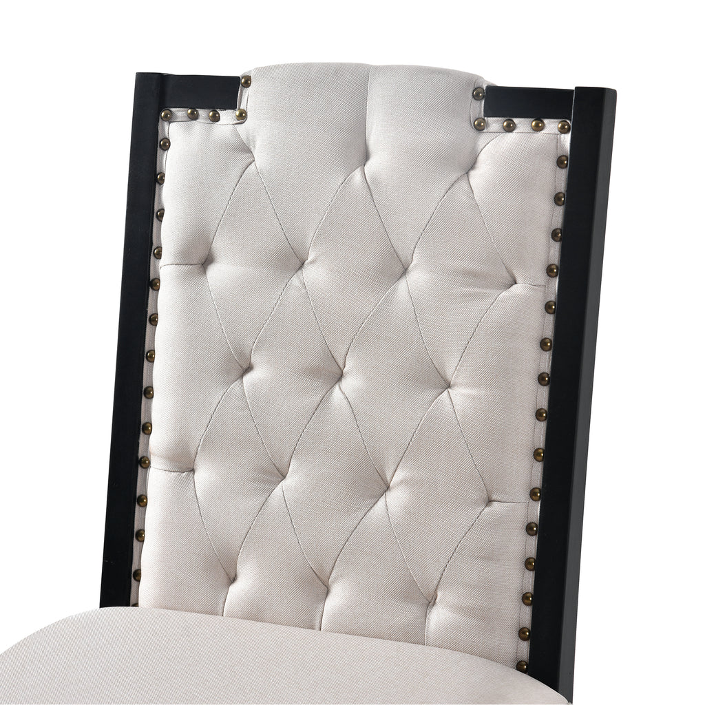 6-Piece Kitchen Dining Table Set, 60' Rectangular Table and 4 High-Back Tufted Chairs & 1 Bench for Dining Room and Kitchen (Black) (OLD SKU: N752S000080) Dining Table Set