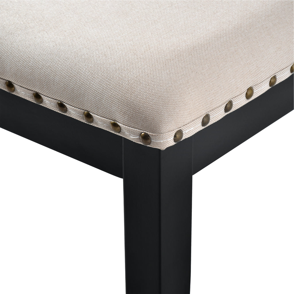 6-Piece Kitchen Dining Table Set, 60' Rectangular Table and 4 High-Back Tufted Chairs & 1 Bench for Dining Room and Kitchen (Black) (OLD SKU: N752S000080) Dining Table Set