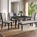 6-Piece Kitchen Dining Table Set, 60' Rectangular Table and 4 High-Back Tufted Chairs & 1 Bench for Dining Room and Kitchen (Black) (OLD SKU: N752S000080) Dining Table Set