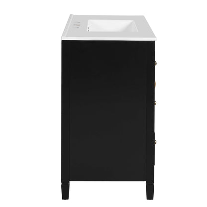 36-inch Bathroom Vanity with 2 Soft Close Doors, Solid Wood Frame Modern Bathroom Storage Cabinet with 3 Drawers