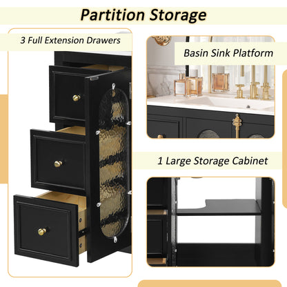 36-inch Bathroom Vanity with 2 Soft Close Doors, Solid Wood Frame Modern Bathroom Storage Cabinet with 3 Drawers