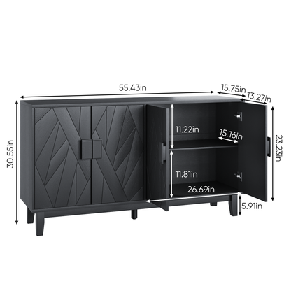 Modern Style Buffet Cabinet, Storage Side Cabinet Buffet Cabinet, Medieval Modern Multifunctional Decorative Cabinet Suitable For Living Room, Dining Room, Entrance, Corridor, Kitchen, Black