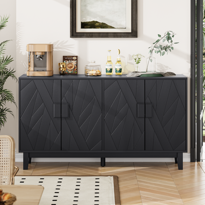 Modern Style Buffet Cabinet, Storage Side Cabinet Buffet Cabinet, Medieval Modern Multifunctional Decorative Cabinet Suitable For Living Room, Dining Room, Entrance, Corridor, Kitchen, Black