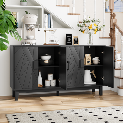 Modern Style Buffet Cabinet, Storage Side Cabinet Buffet Cabinet, Medieval Modern Multifunctional Decorative Cabinet Suitable For Living Room, Dining Room, Entrance, Corridor, Kitchen, Black