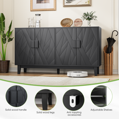 Modern Style Buffet Cabinet, Storage Side Cabinet Buffet Cabinet, Medieval Modern Multifunctional Decorative Cabinet Suitable For Living Room, Dining Room, Entrance, Corridor, Kitchen, Black