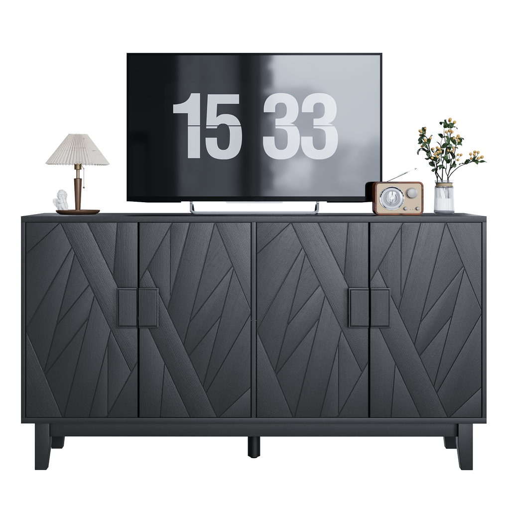 Modern Style Buffet Cabinet, Storage Side Cabinet Buffet Cabinet, Medieval Modern Multifunctional Decorative Cabinet Suitable For Living Room, Dining Room, Entrance, Corridor, Kitchen, Black