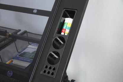 Hand crank adjustable tempered glass drafting drawing and printing table with chair and storage space for living room, study, bedroom