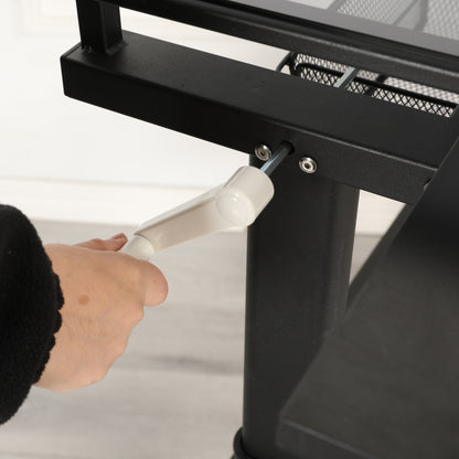 Hand crank adjustable tempered glass drafting drawing and printing table with chair and storage space for living room, study, bedroom