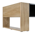 ON-TREND High Glossy Coffee Table with 2 Drawers, Practical Two Tone Center Table with Hidden Compartments, Rectangle Cocktail Table with Open Storage Shelf for Living Room, Bedroom, Black, 41.3*23.6