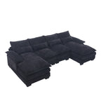 UNITED WE WIN Chenille, high quality sponge filling, solid wood frame, oversized four-seater, U-shaped combination sofa