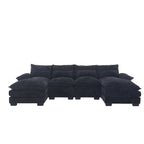 UNITED WE WIN Chenille, high quality sponge filling, solid wood frame, oversized four-seater, U-shaped combination sofa