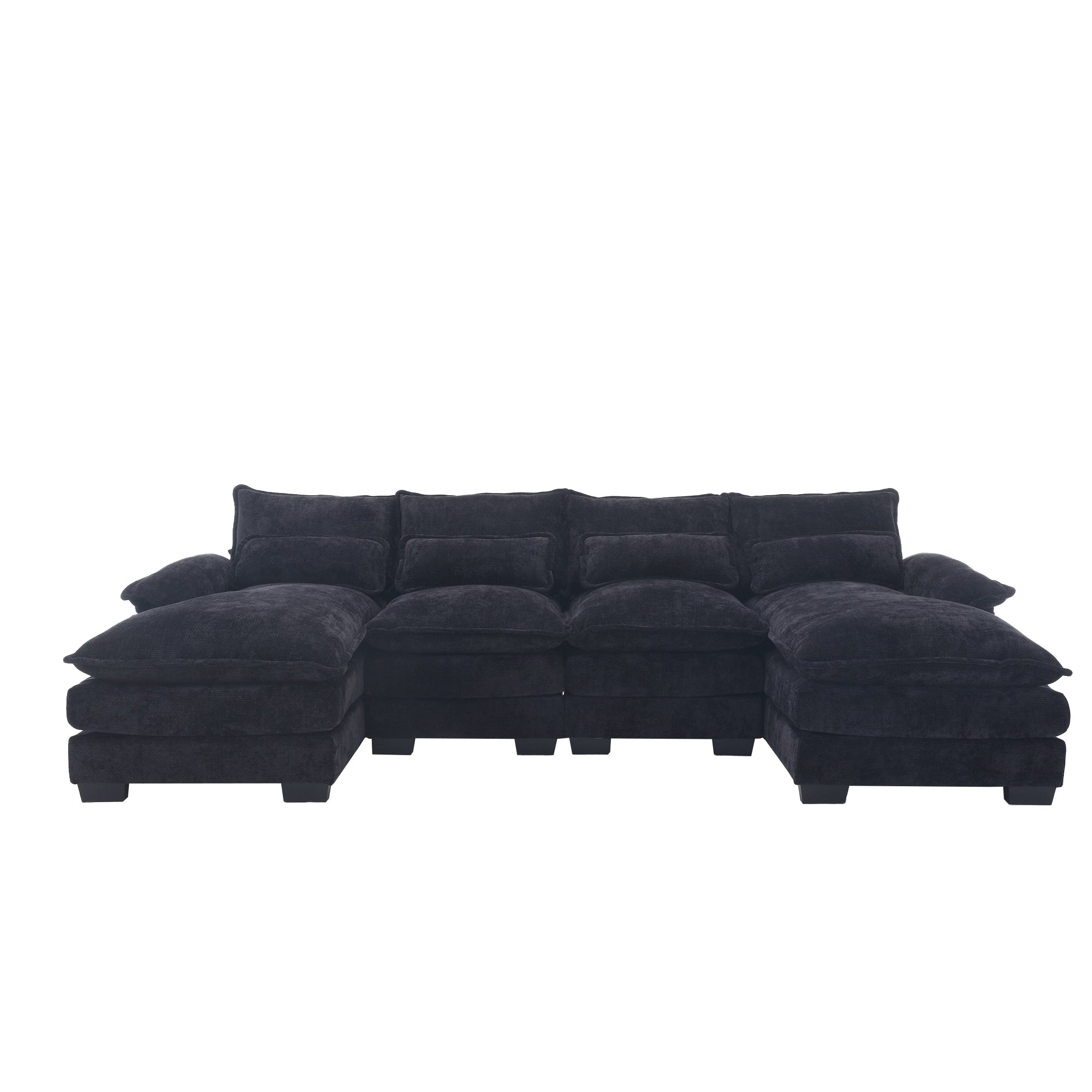 UNITED WE WIN Chenille, high quality sponge filling, solid wood frame, oversized four-seater, U-shaped combination sofa