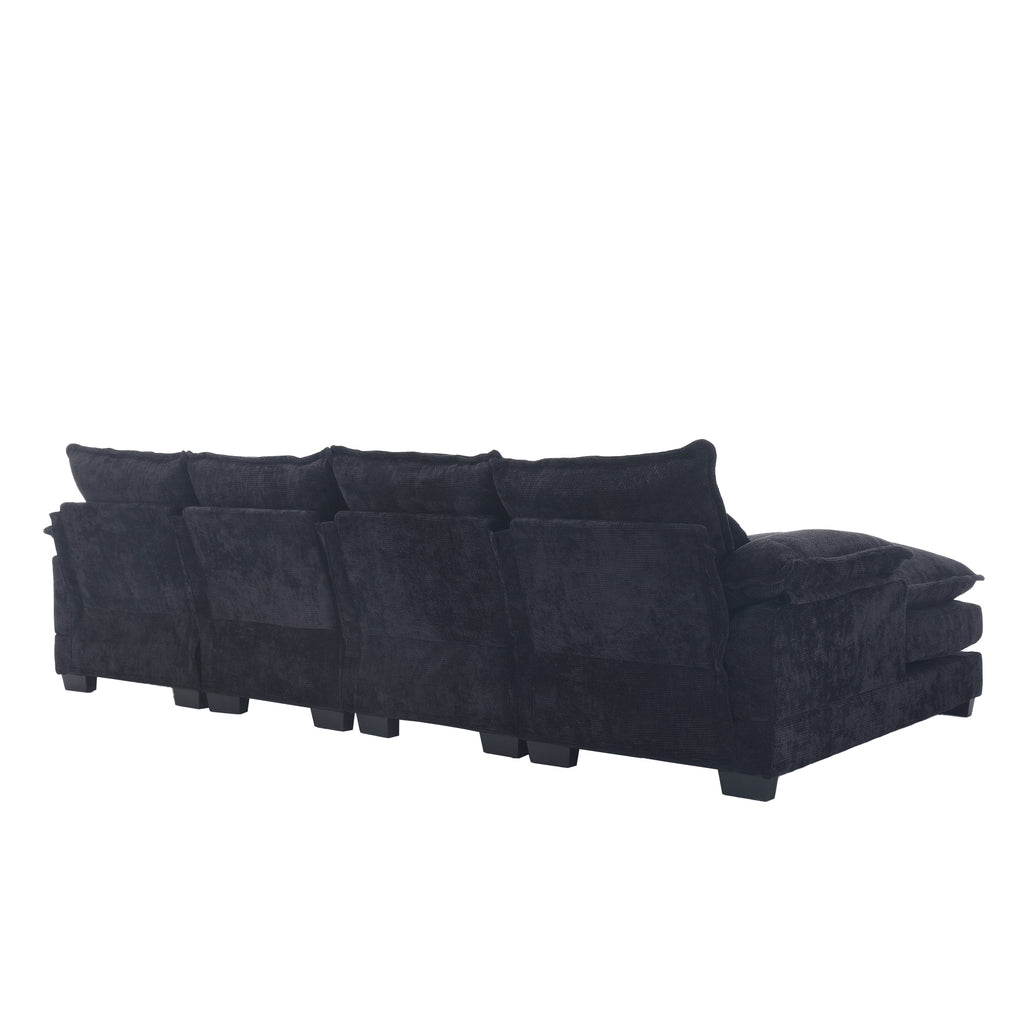 UNITED WE WIN Chenille, high quality sponge filling, solid wood frame, oversized four-seater, U-shaped combination sofa